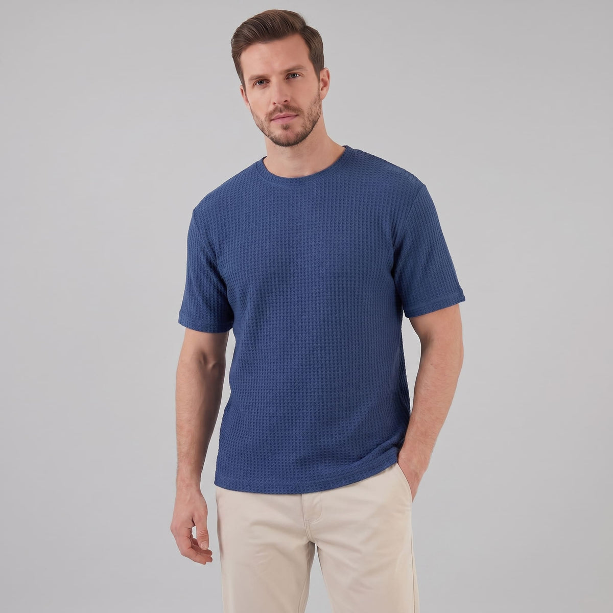 Herren Waffelstrick-T-Shirt mit Rundhals | Kajetan_6