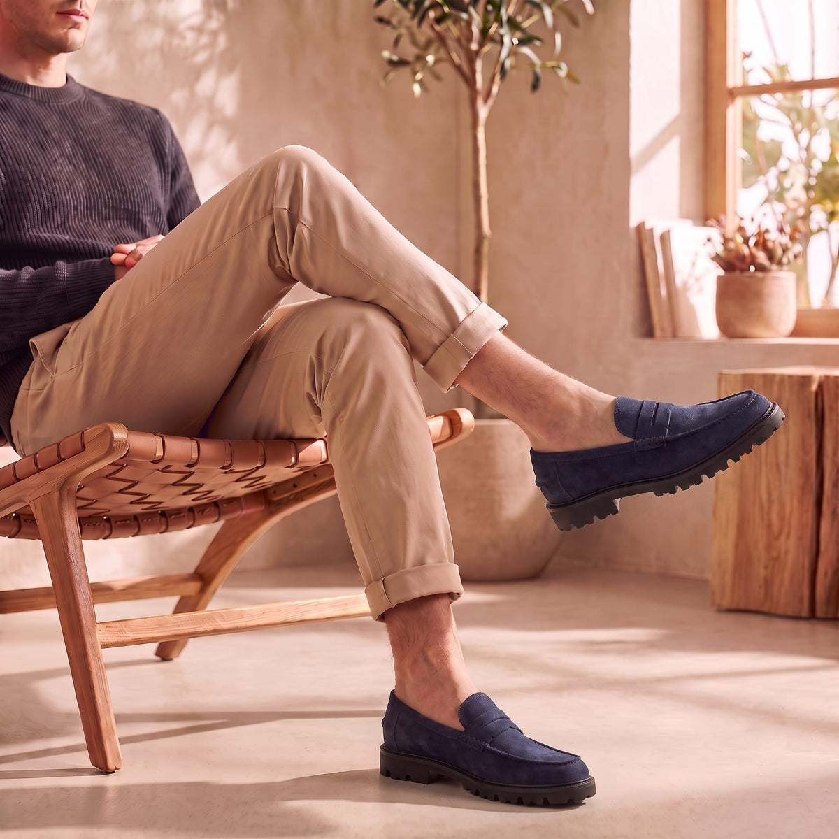 Herren Wildleder-Penny-Loafer mit Profilsohle | Daniel_6