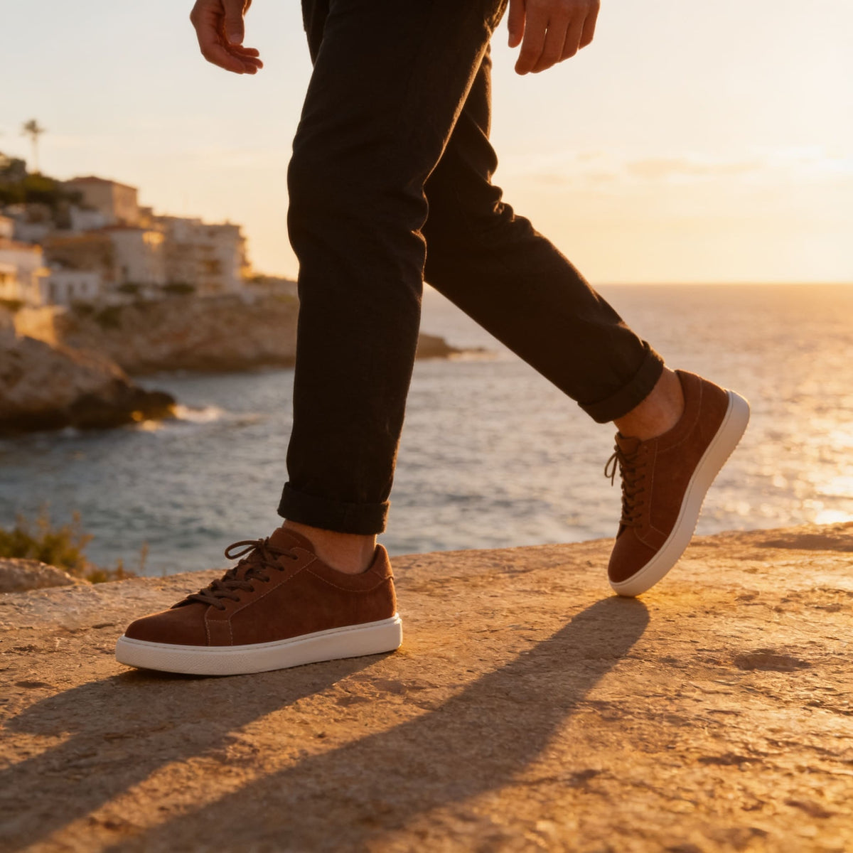 Herren Kunstledersneaker in Wildlederoptik mit Kontrastnaht | Gregor_36