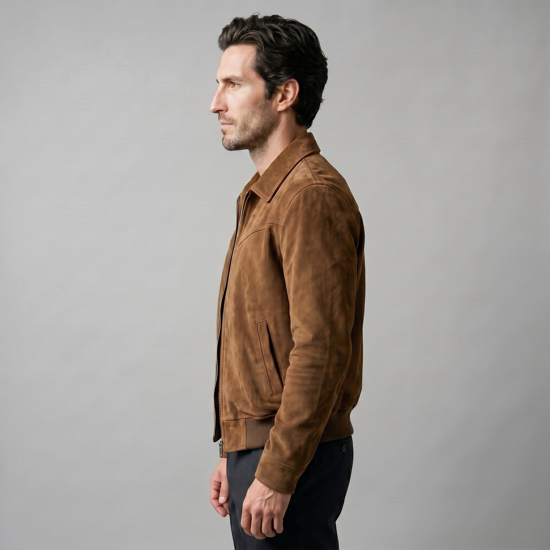 Herren Wildlederjacke mit Hemdkragen | Albrecht