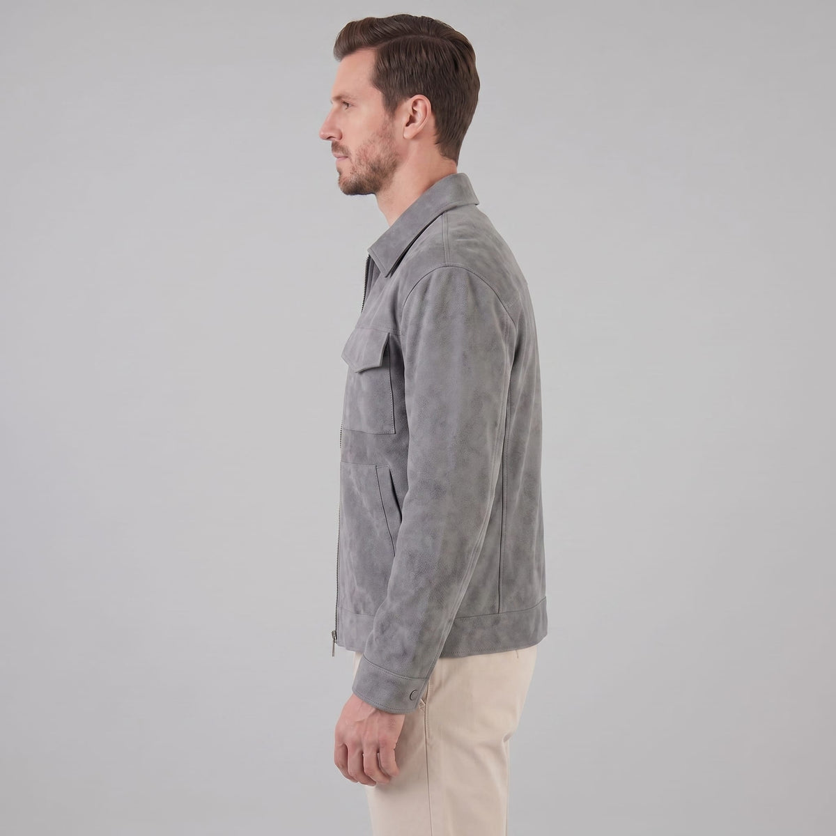 Herren Wildlederjacke mit Hemdkragen | Gerd_6