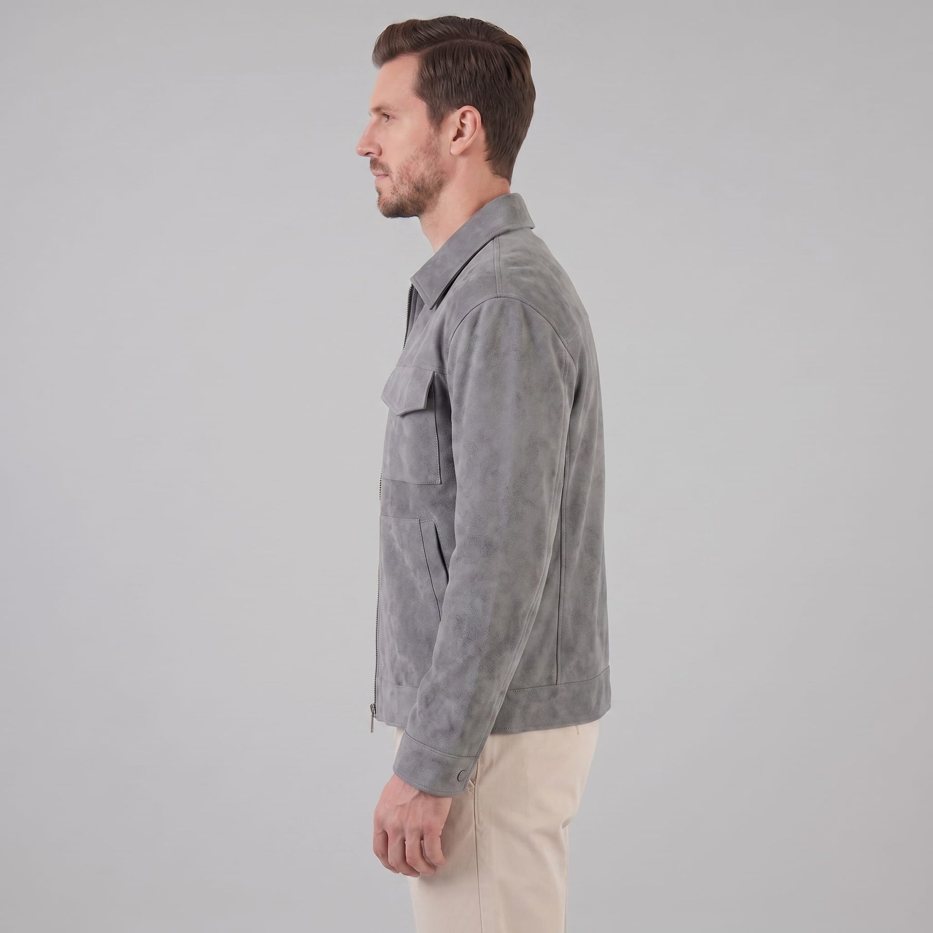 Herren Wildlederjacke mit Hemdkragen | Gerd