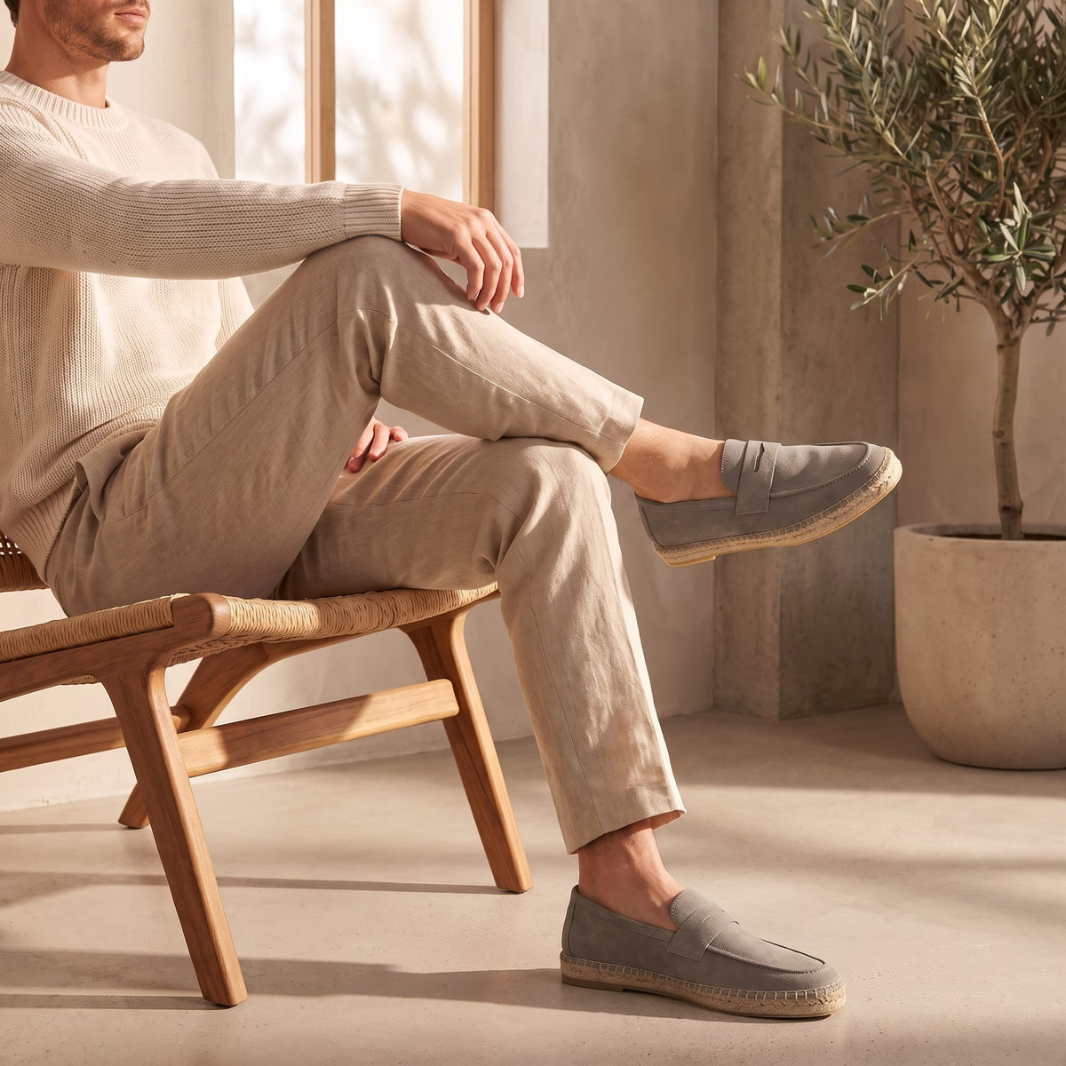 Herren Wildleder-Loafer mit Espadrille-Sohle | Eduard