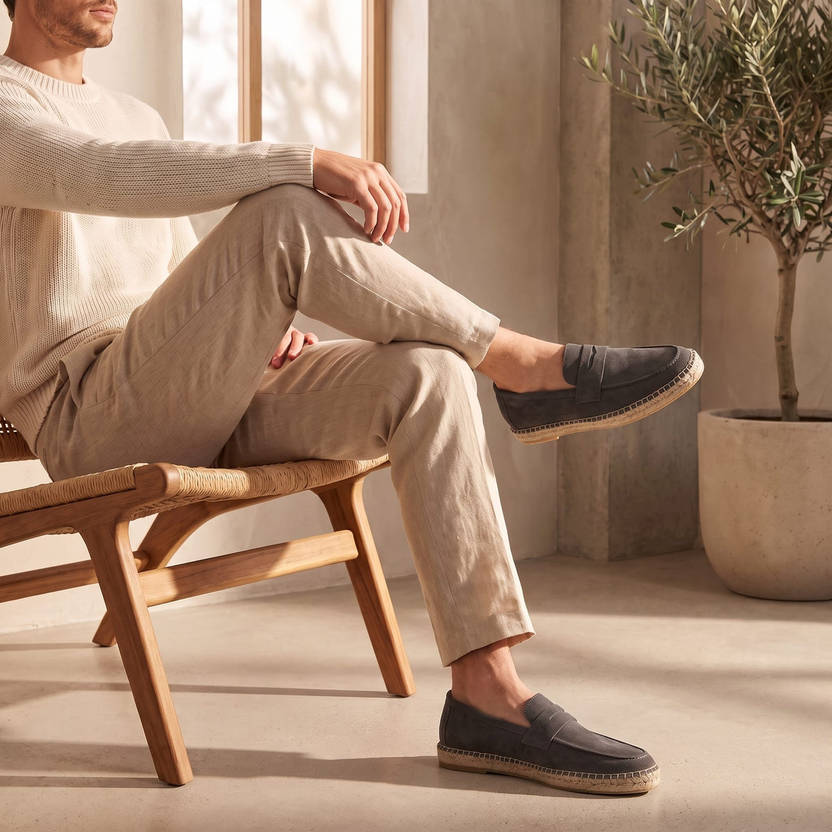 Herren Wildleder-Loafer mit Espadrille-Sohle | Eduard