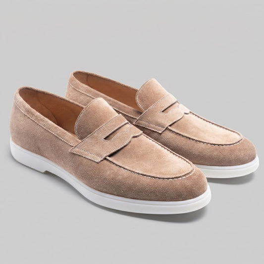 Herren Wildleder-Loafer mit weißer Sohle | Egbert_1