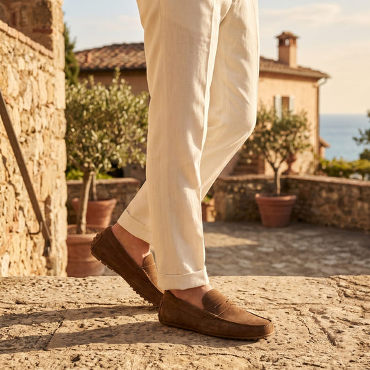 Herren Wildlederloafer mit Penny-Riegel und Noppensohle | Ekkehard_1