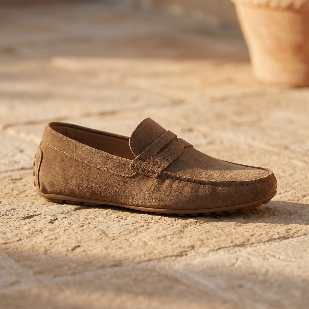 Herren Wildlederloafer mit Penny-Riegel und Noppensohle | Ekkehard