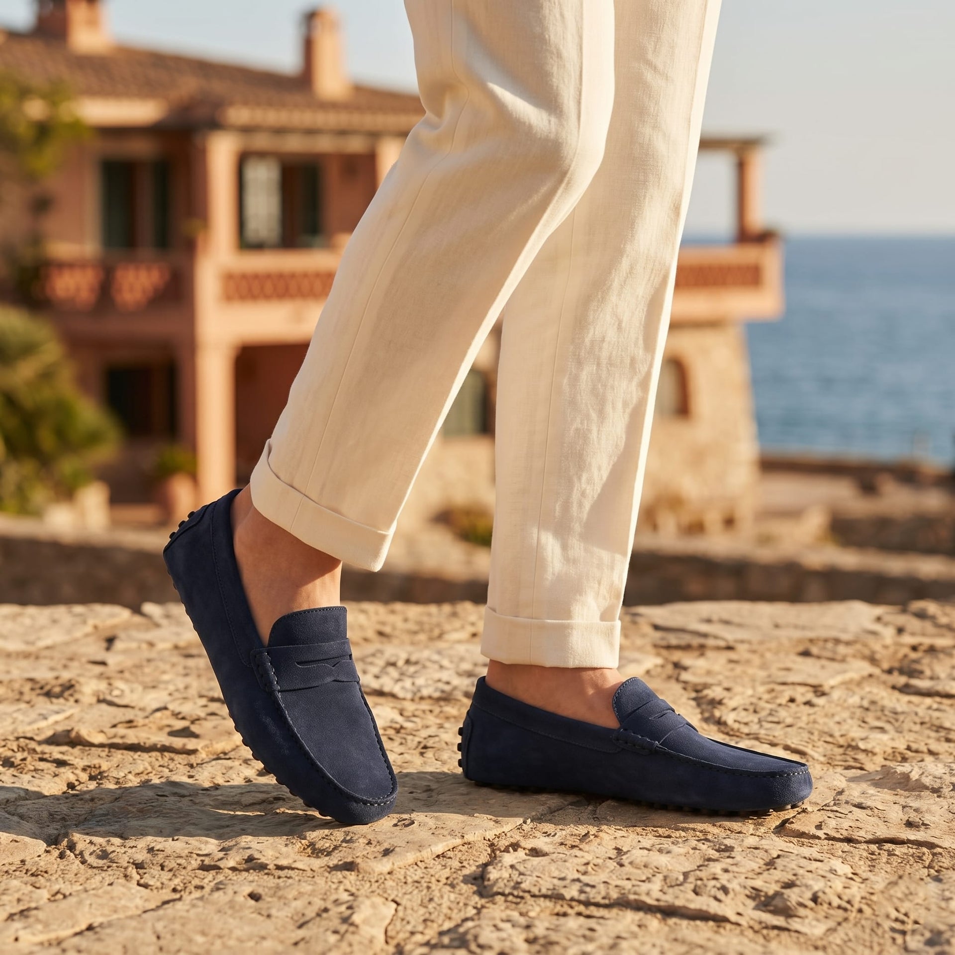 Herren Wildlederloafer mit Penny-Riegel und Noppensohle | Ekkehard