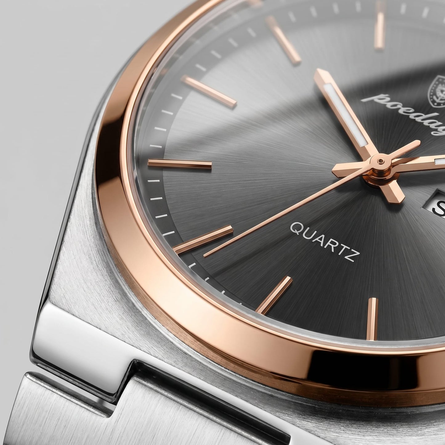 Herren Armbanduhr mit Edelstahlarmband und Tag-Datum-Anzeige | Heiner_19