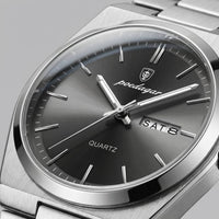 Herren Armbanduhr mit Edelstahlarmband und Tag-Datum-Anzeige | Heiner