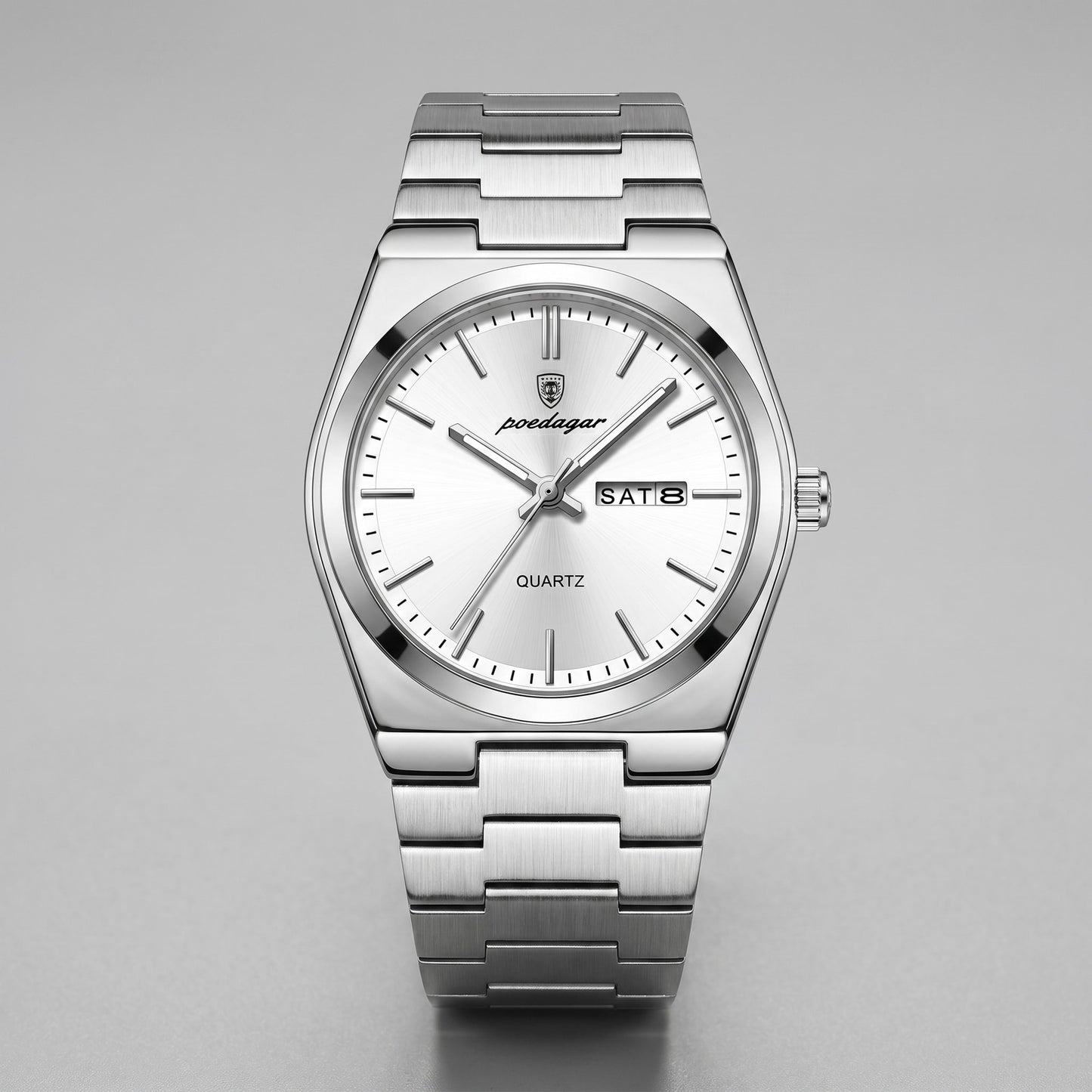 Herren Armbanduhr mit Edelstahlarmband und Tag-Datum-Anzeige | Heiner_36