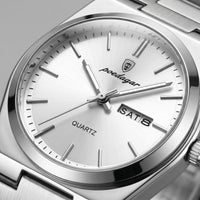 Herren Armbanduhr mit Edelstahlarmband und Tag-Datum-Anzeige | Heiner