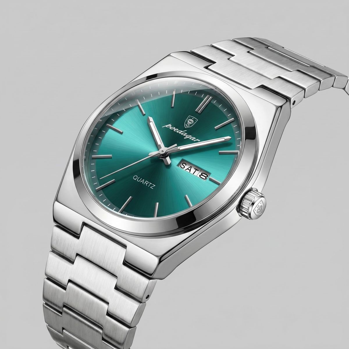 Herren Armbanduhr mit Edelstahlarmband und Tag-Datum-Anzeige | Heiner_45