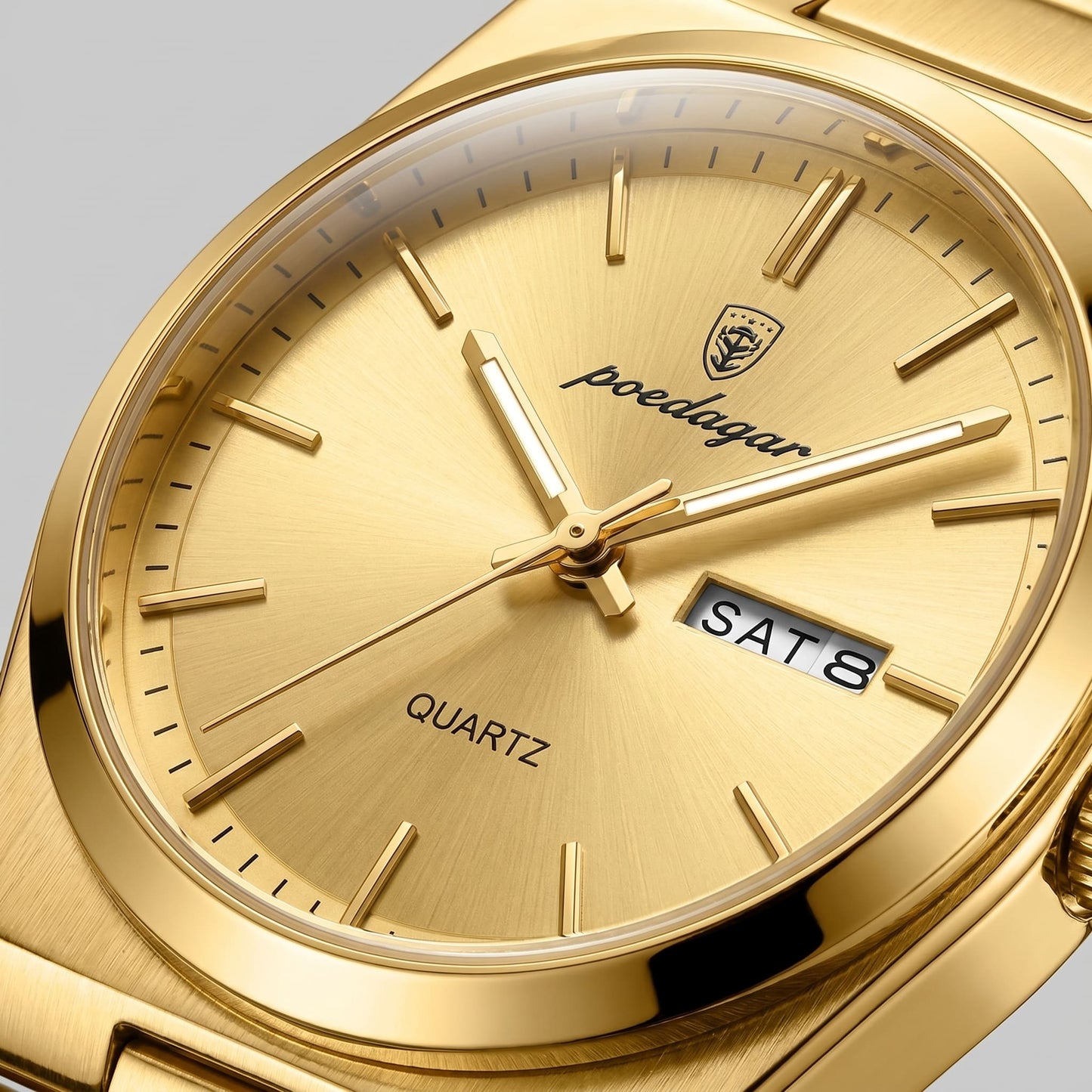 Herren Armbanduhr mit Edelstahlarmband und Tag-Datum-Anzeige | Heiner_9