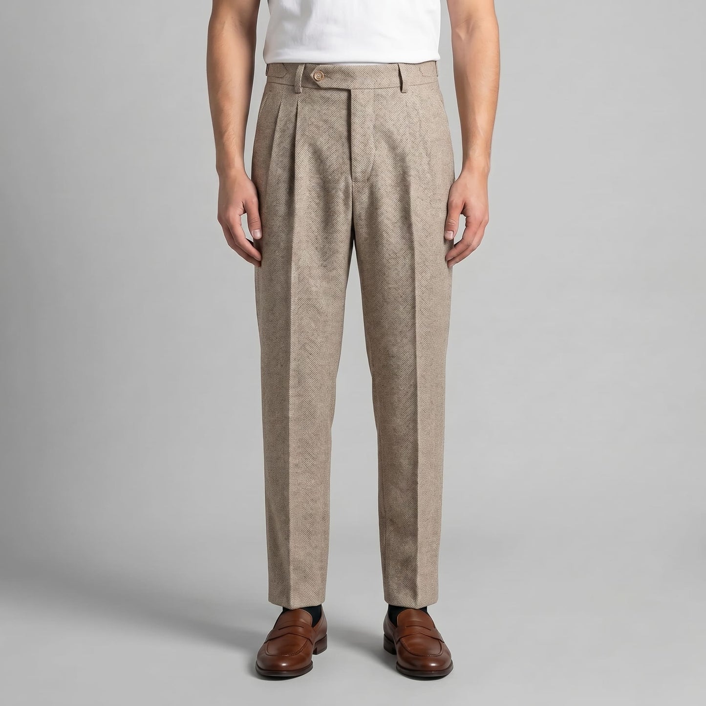 Herren Fischgrathose mit Bundfalten | Mathias_1