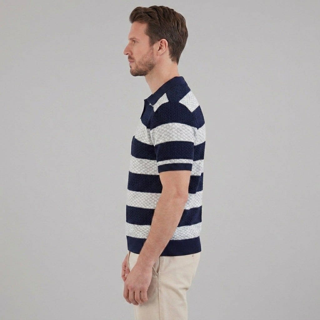 Herren Strickpoloshirt mit offenem Kragen | Timo_10