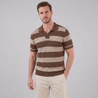 Herren Strickpoloshirt mit offenem Kragen | Timo