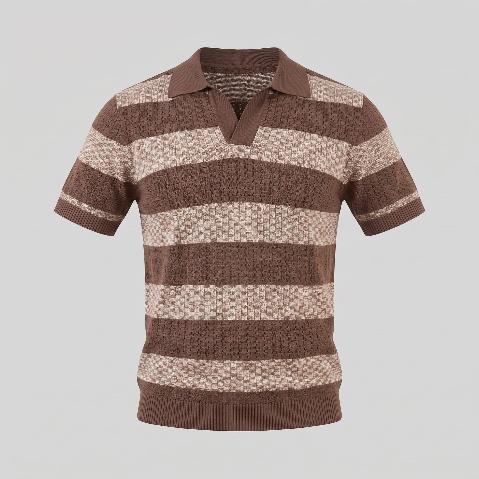 Herren Strickpoloshirt mit offenem Kragen | Timo