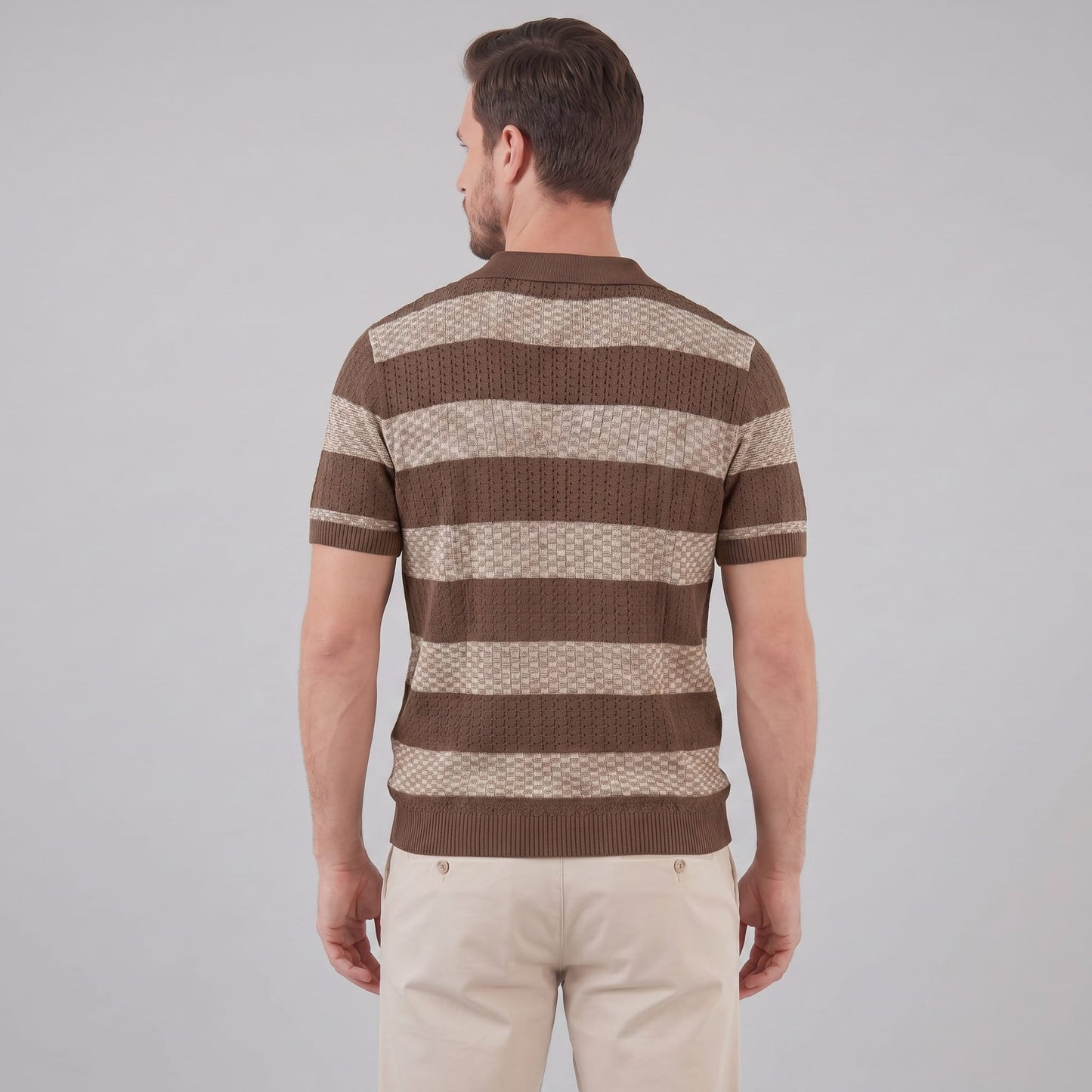 Herren Strickpoloshirt mit offenem Kragen | Timo_15