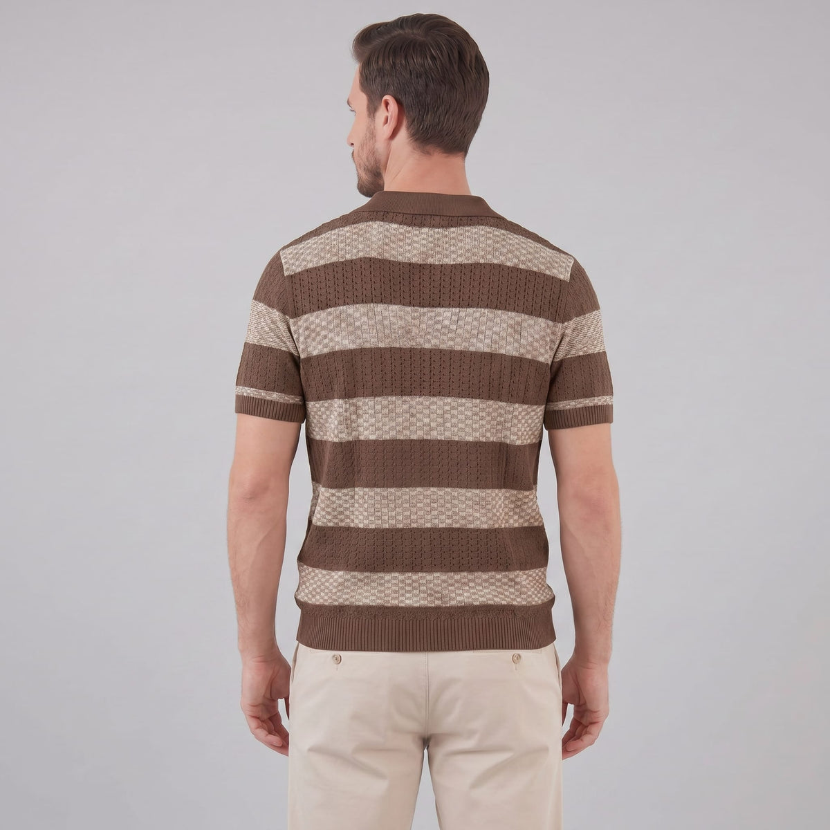 Herren Strickpoloshirt mit offenem Kragen | Timo