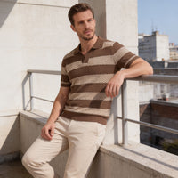 Herren Strickpoloshirt mit offenem Kragen | Timo
