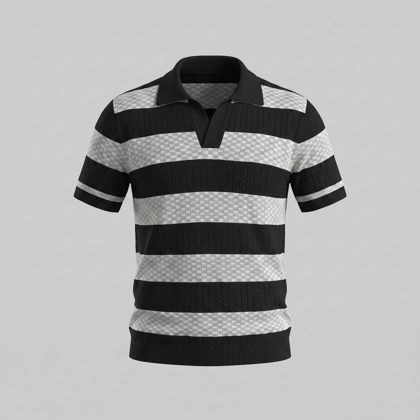 Herren Strickpoloshirt mit offenem Kragen | Timo_20