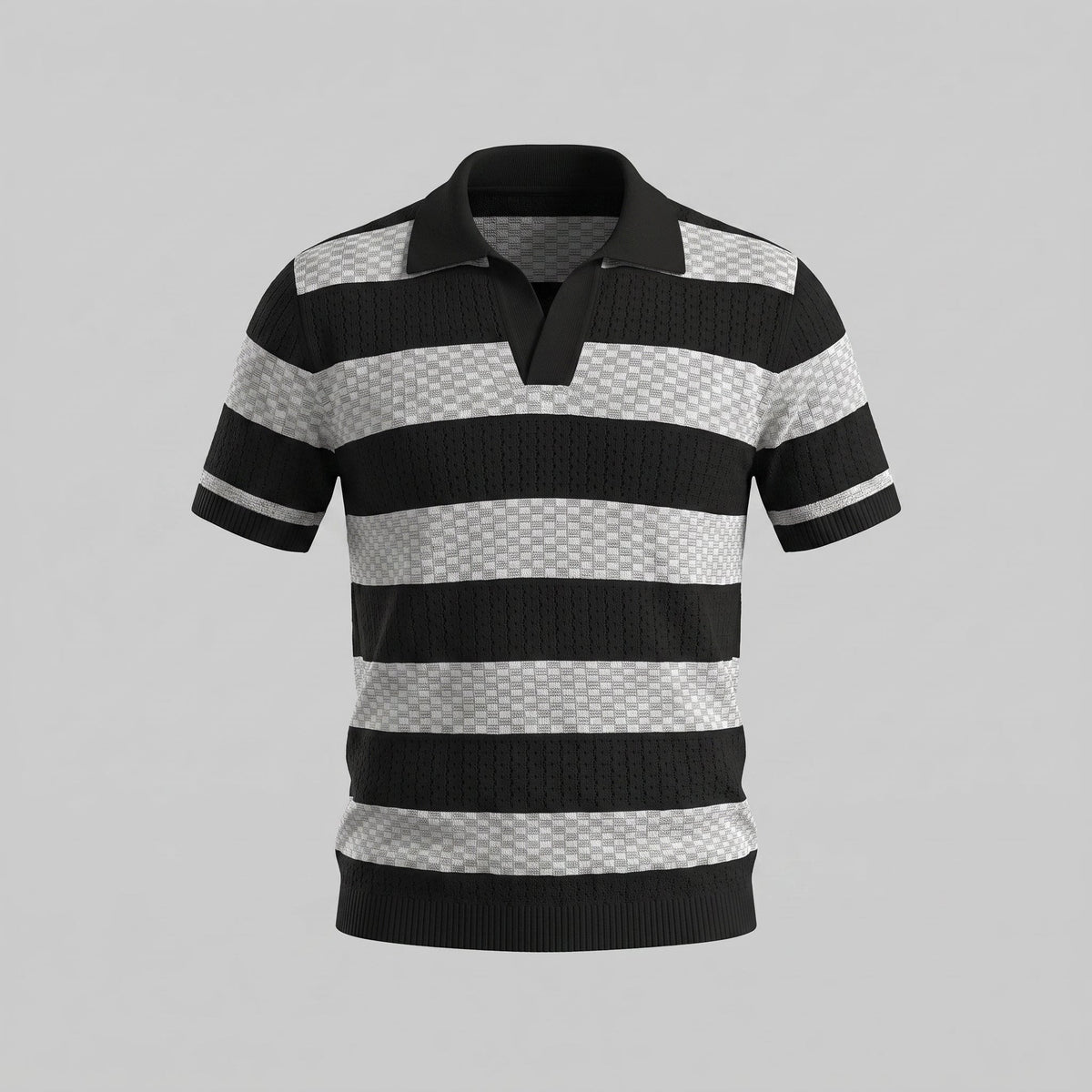 Herren Strickpoloshirt mit offenem Kragen | Timo