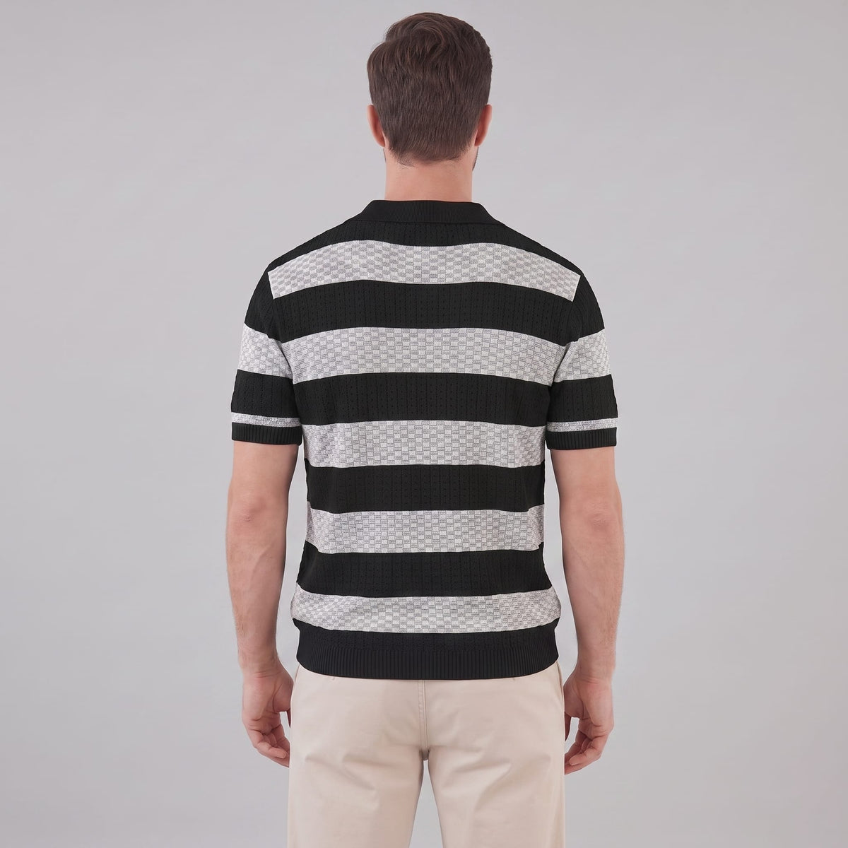 Herren Strickpoloshirt mit offenem Kragen | Timo