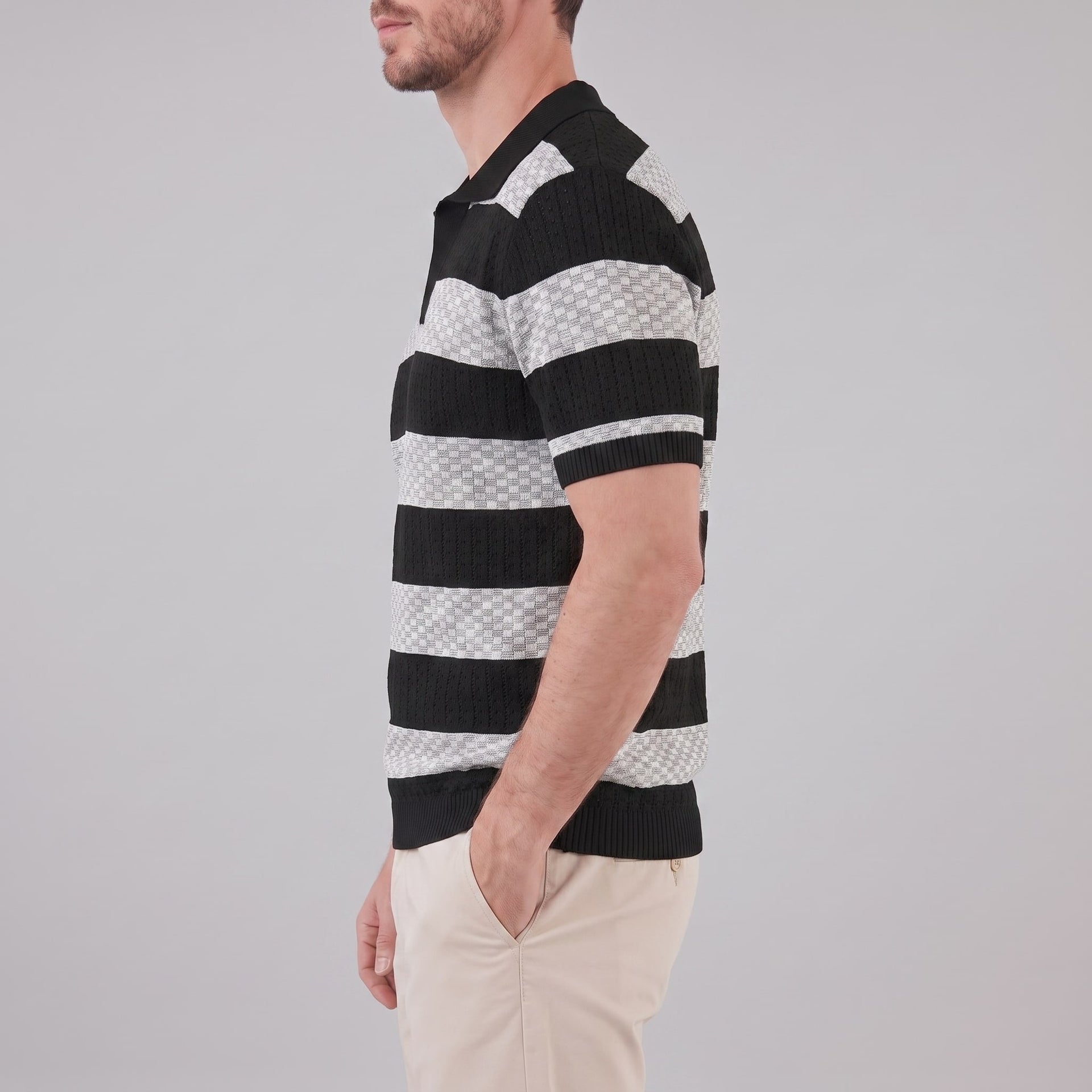 Herren Strickpoloshirt mit offenem Kragen | Timo