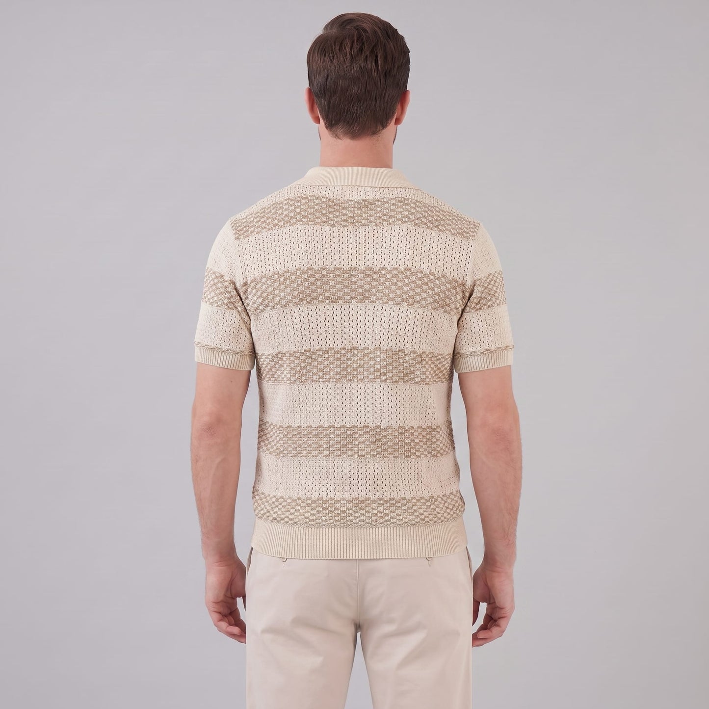 Herren Strickpoloshirt mit offenem Kragen | Timo_3
