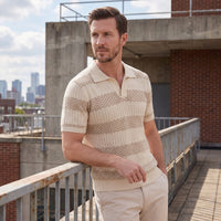 Herren Strickpoloshirt mit offenem Kragen | Timo
