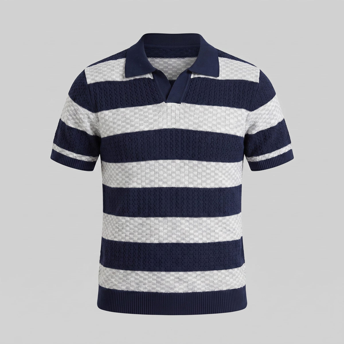 Herren Strickpoloshirt mit offenem Kragen | Timo_8
