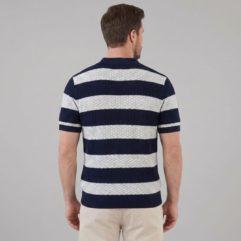 Herren Strickpoloshirt mit offenem Kragen | Timo_9