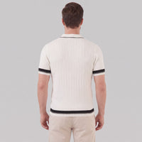 Herren Strickpolo mit Zopfmuster und Kontrastbündchen | Hartwin