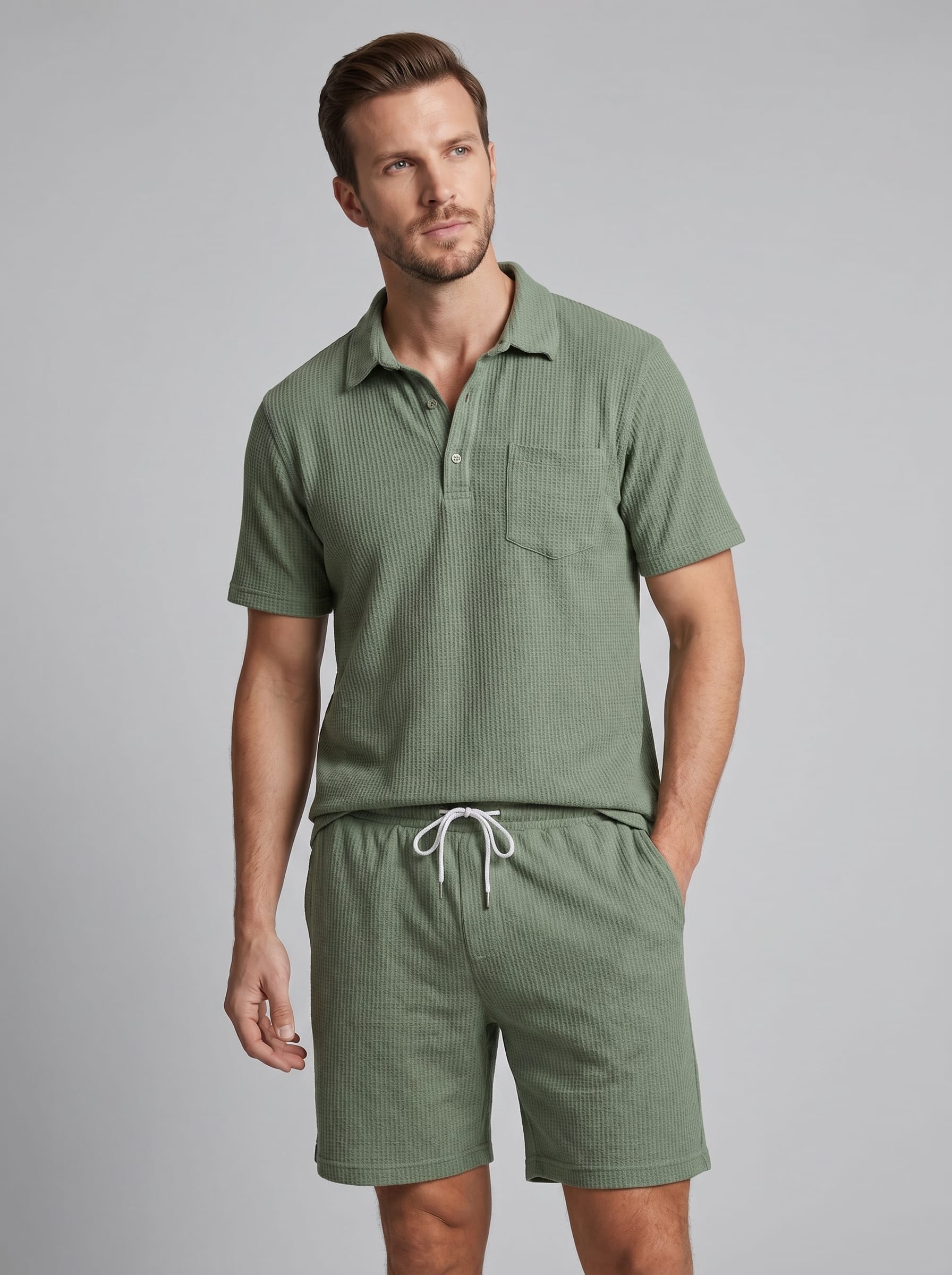 Herren Waffelstrick-Set mit Poloshirt | Eberhard