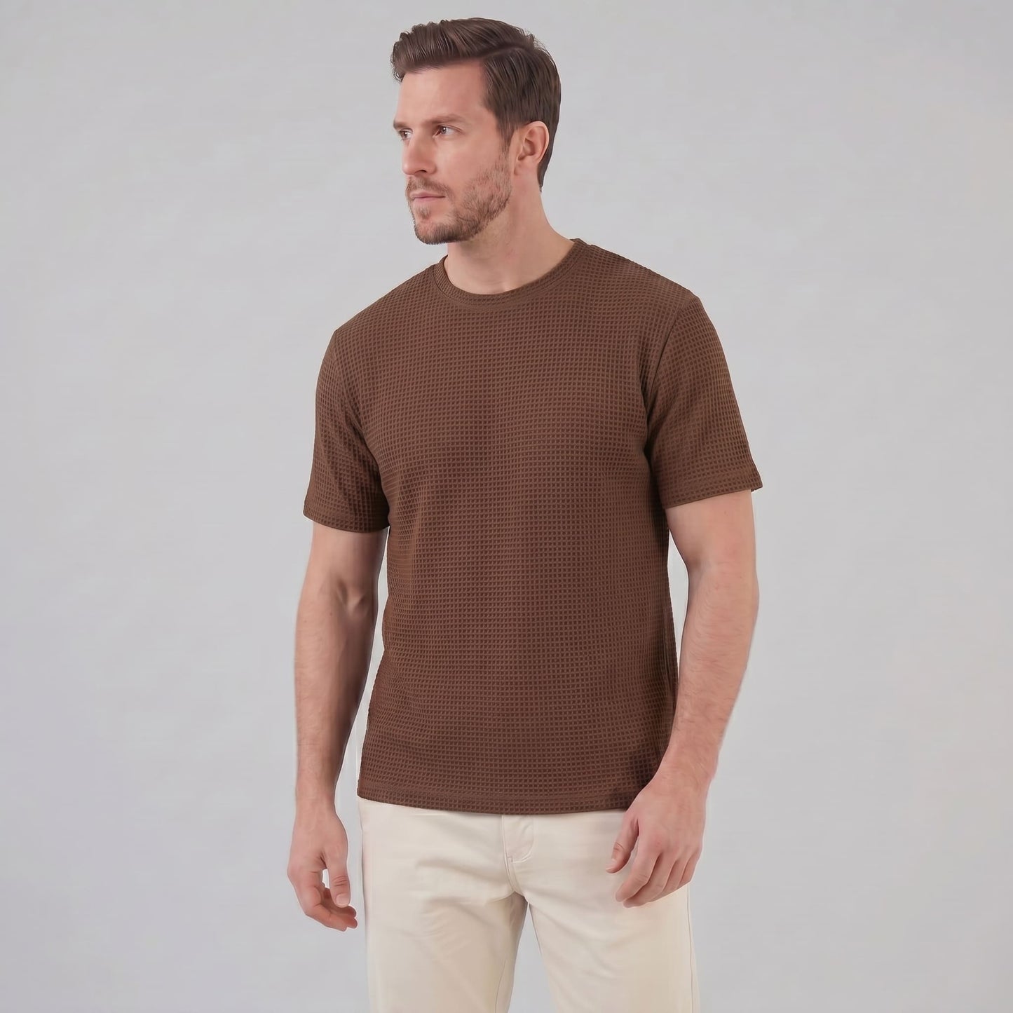 Herren T-Shirt Waffelstrick mit Rundhalsausschnitt | Eckehard_1