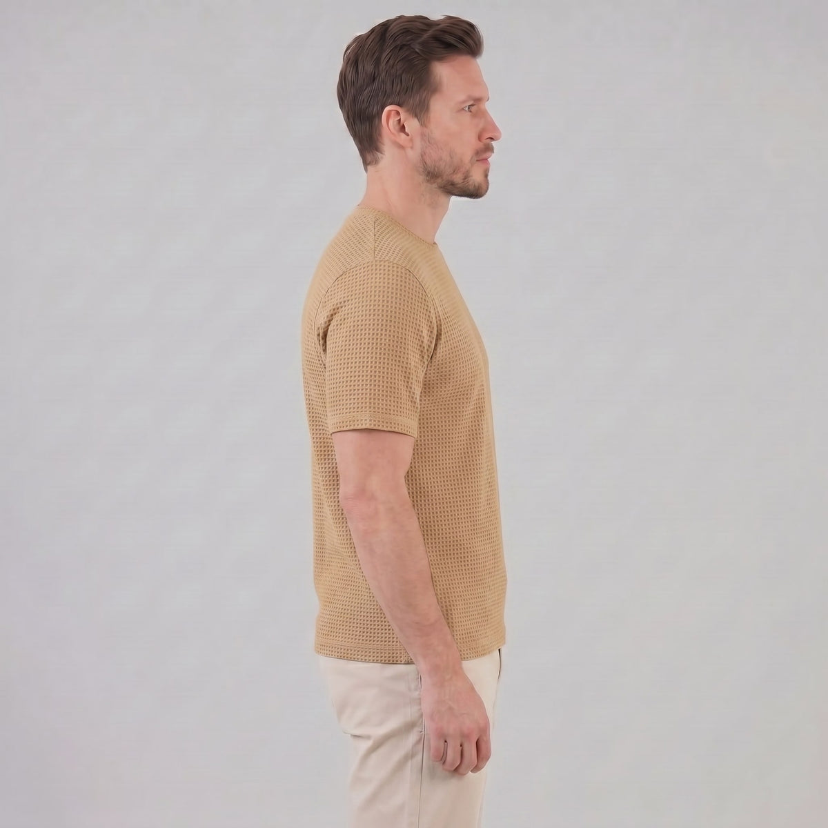 Herren T-Shirt Waffelstrick mit Rundhalsausschnitt | Eckehard_12