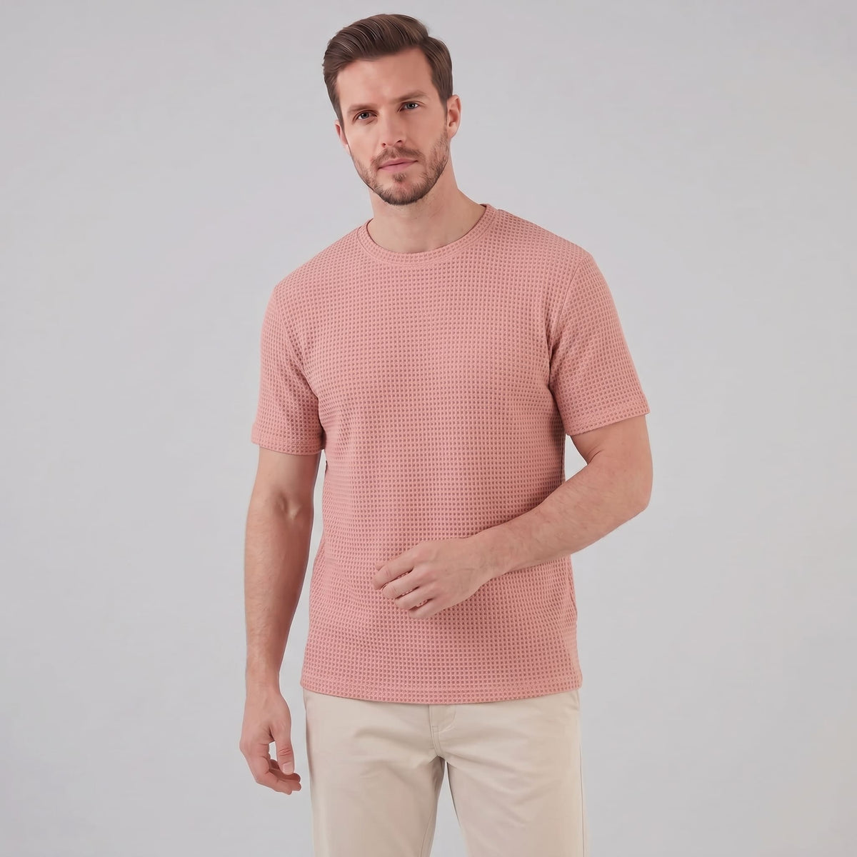 Herren T-Shirt Waffelstrick mit Rundhalsausschnitt | Eckehard_6
