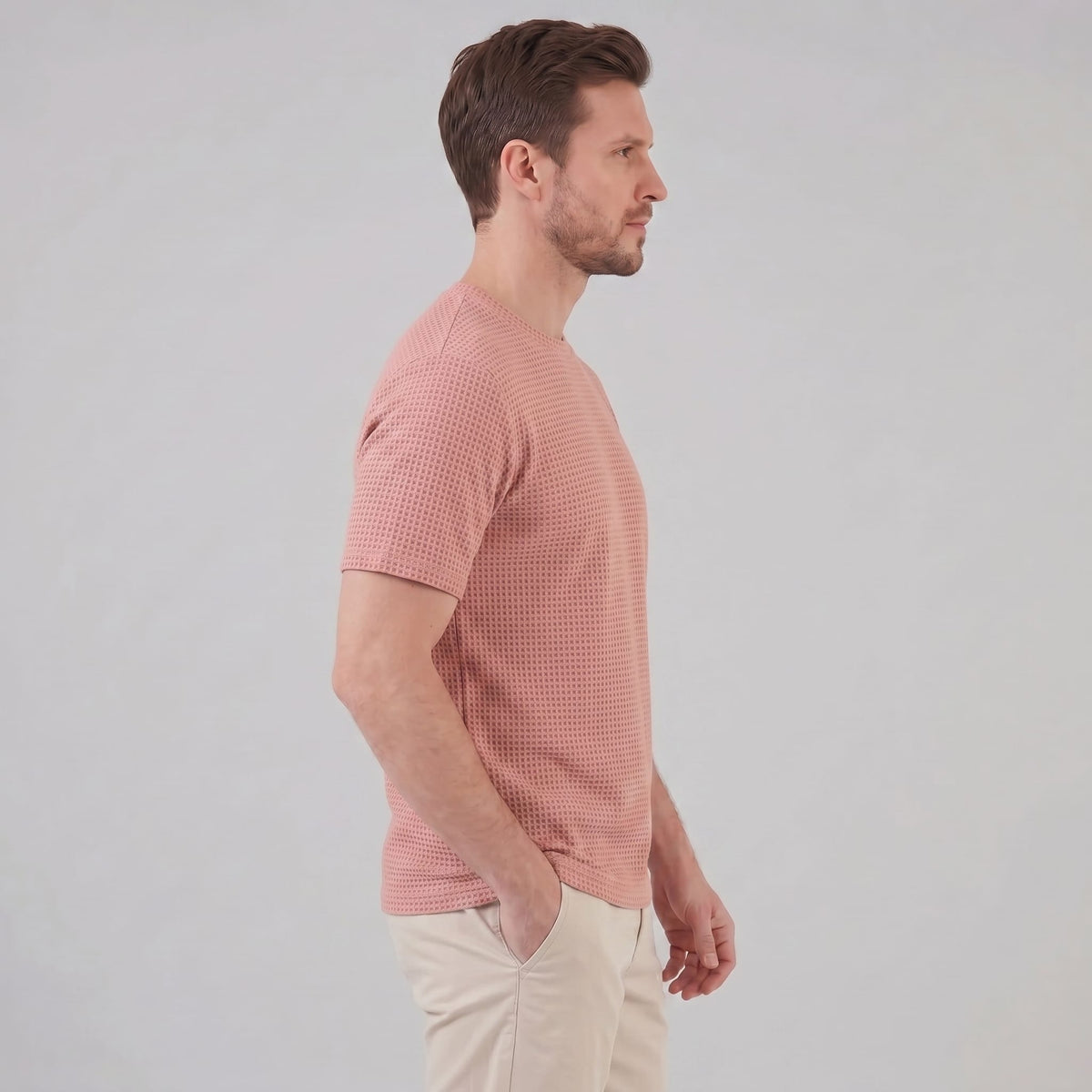 Herren T-Shirt Waffelstrick mit Rundhalsausschnitt | Eckehard