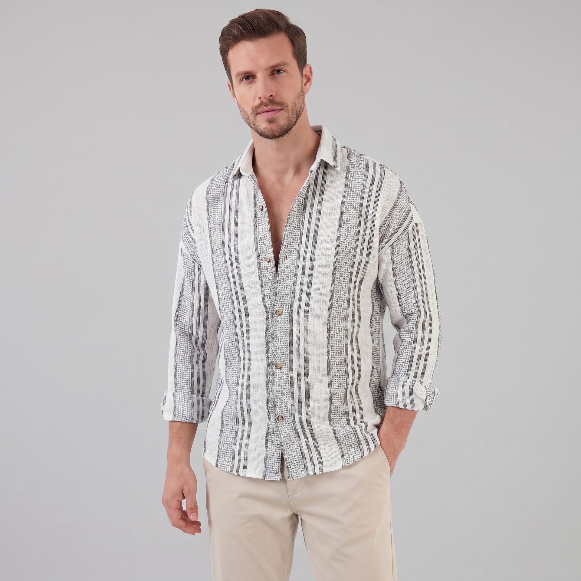 Herren Streifenhemd aus Leinenmischung Regular Fit | Konstantin