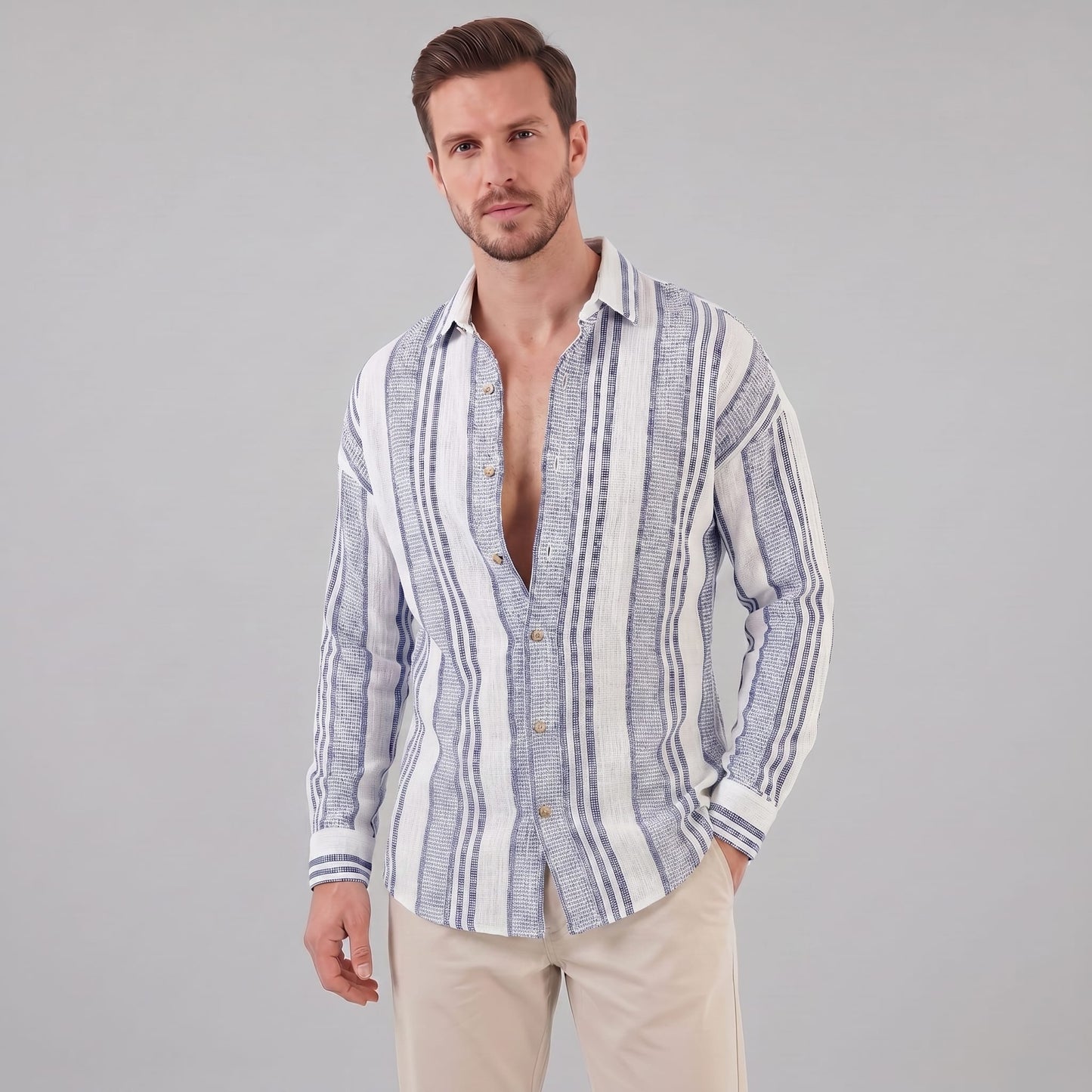 Herren Streifenhemd aus Leinenmischung Regular Fit | Konstantin_9