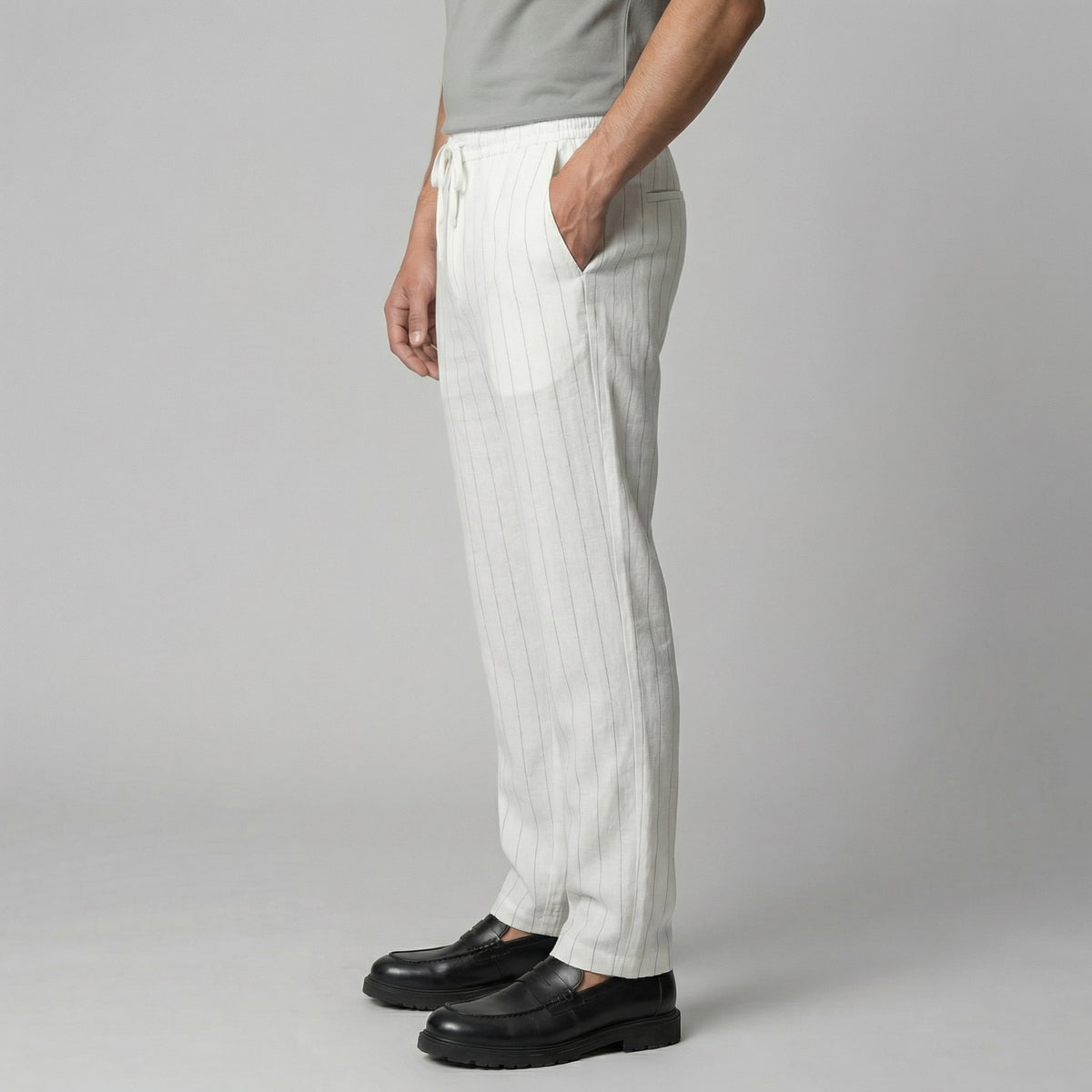 Herren Leinenhose mit Streifen und Kordelzug | Arnulf_12