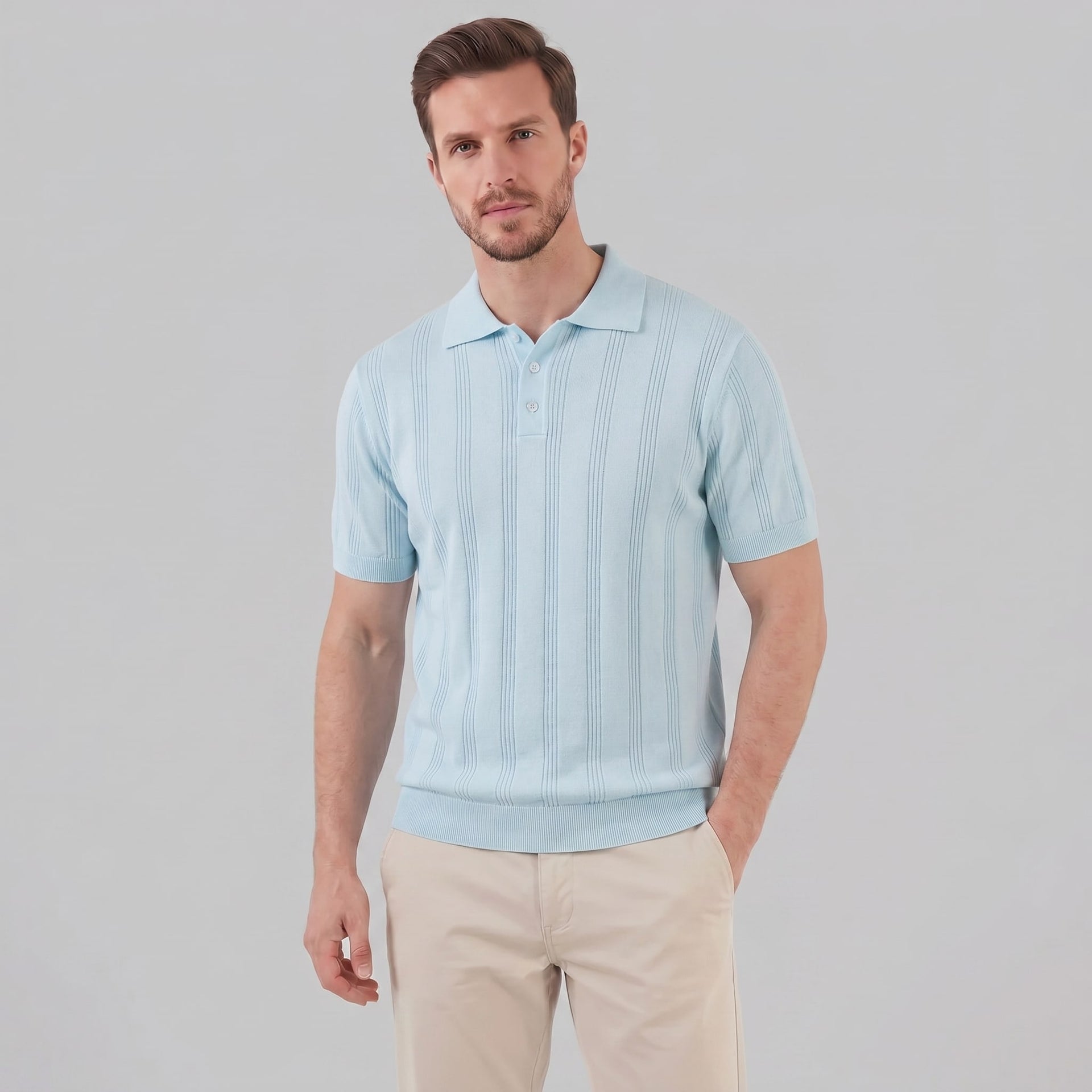 Herren Strickpolo mit Streifenstruktur | Heiko