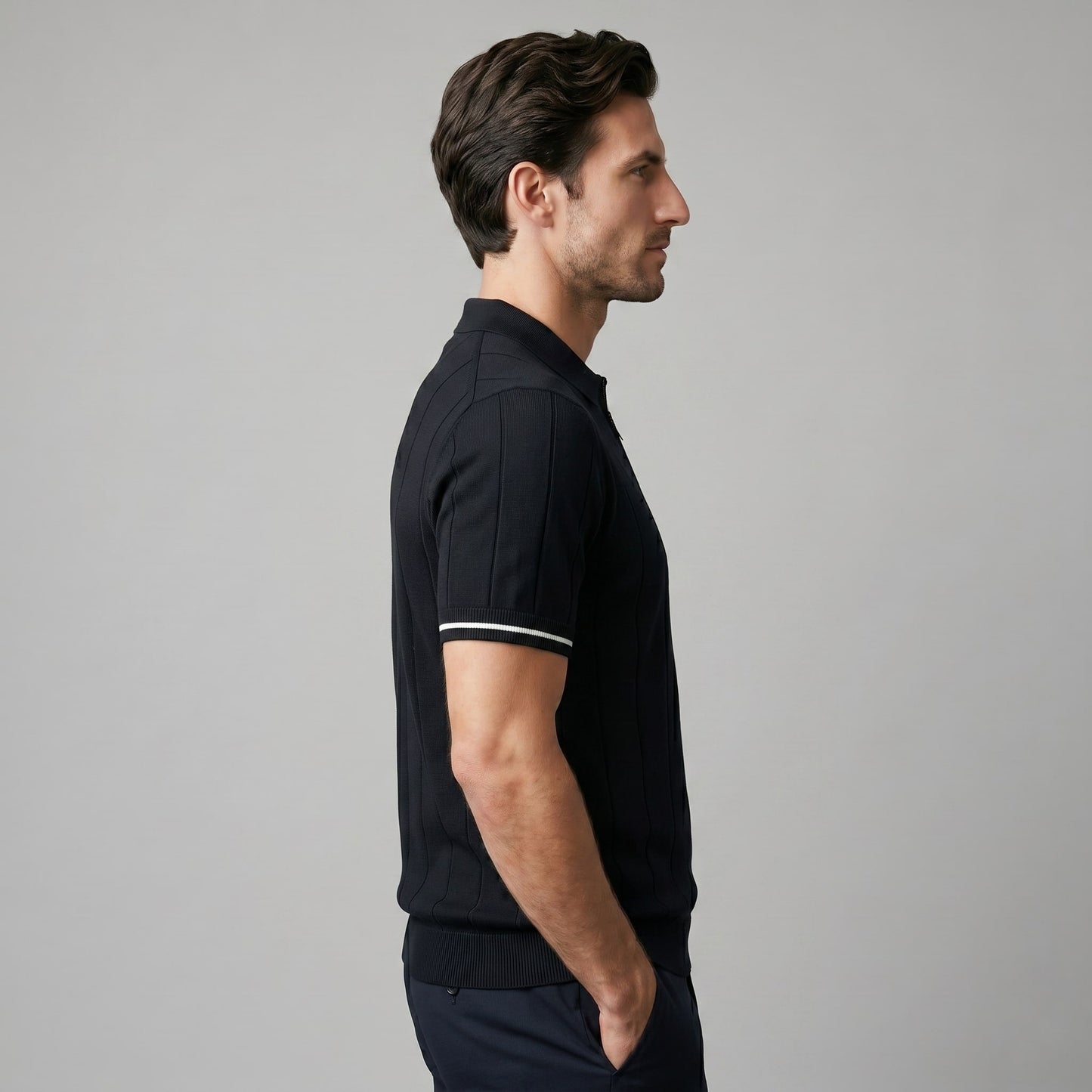 Herren Strickpolo mit Reißverschluss Slim Fit | Quirin_13