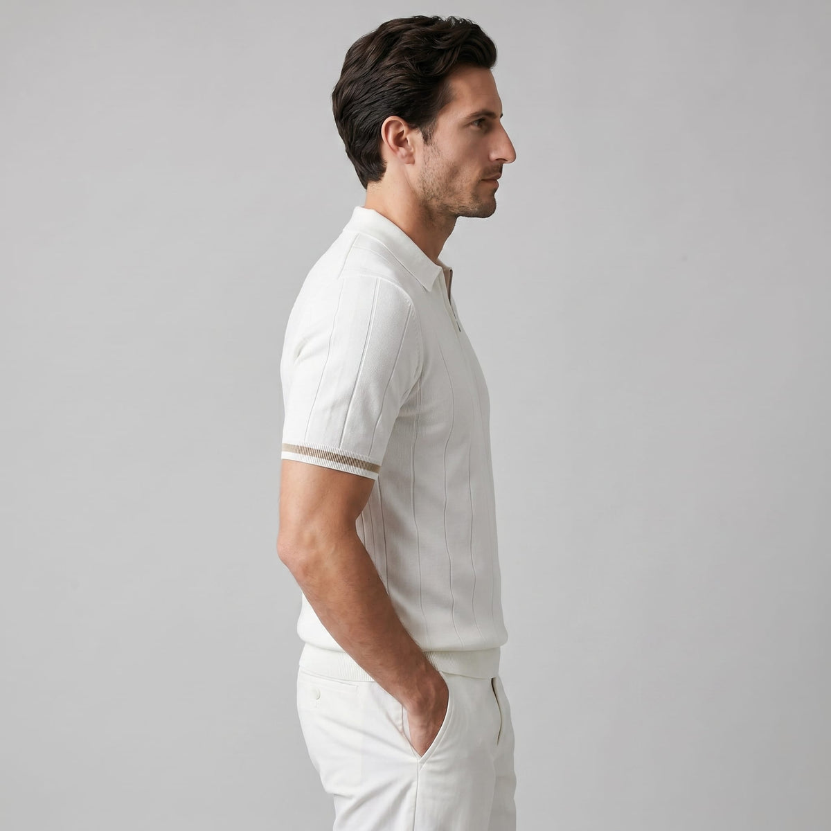 Herren Strickpolo mit Reißverschluss Slim Fit | Quirin