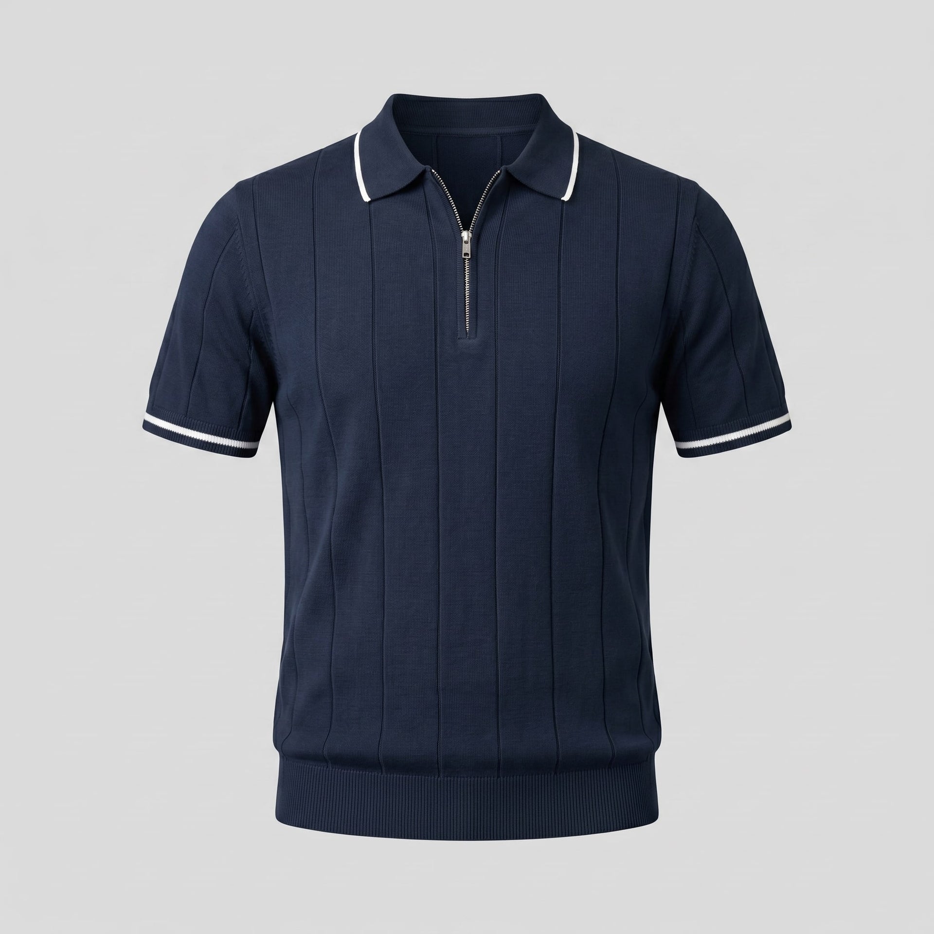 Herren Strickpolo mit Reißverschluss Slim Fit | Quirin