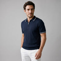 Herren Strickpolo mit Reißverschluss Slim Fit | Quirin