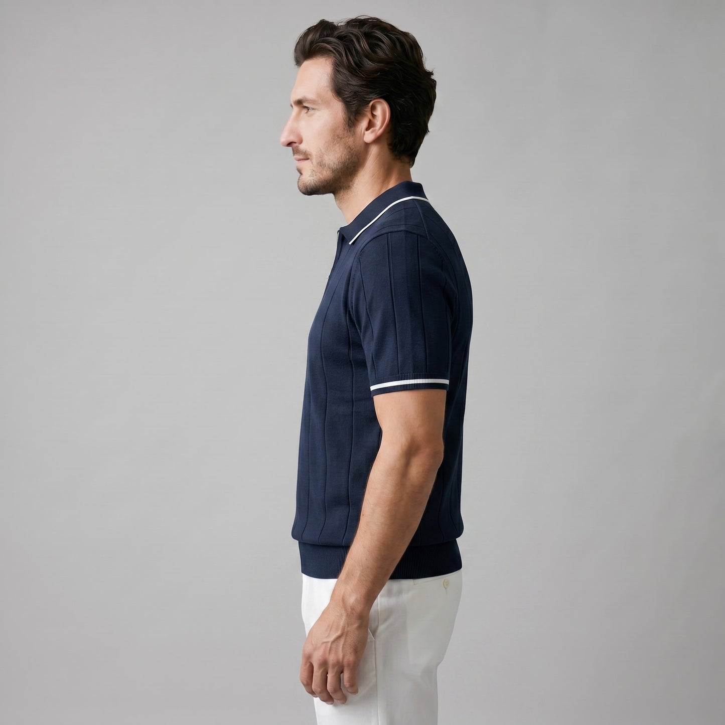 Herren Strickpolo mit Reißverschluss Slim Fit | Quirin_8