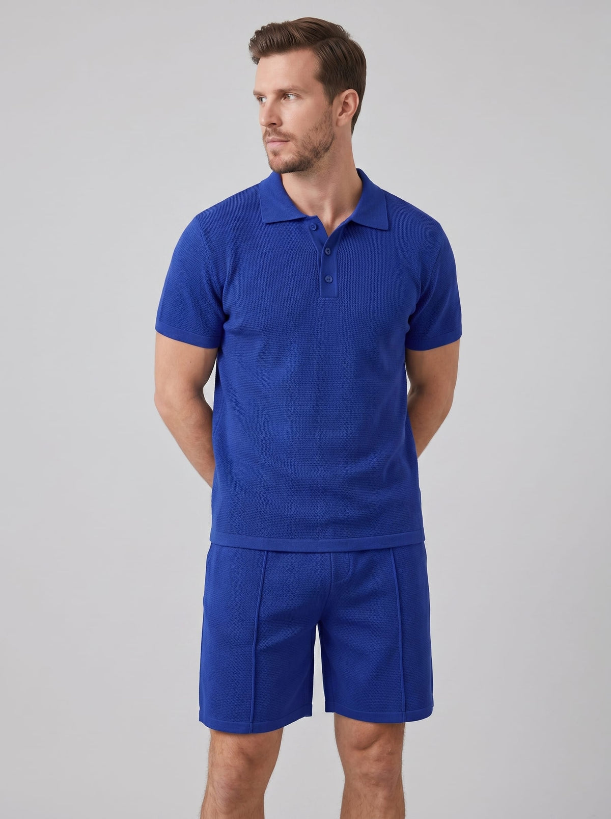 Herren Waffelstrickset mit Kubakragen | Egon