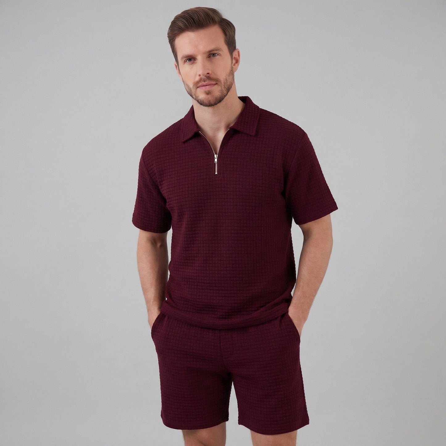 Herren Waffelstrickset mit Reißverschluss | Elias_10